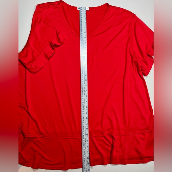 Doublju Bright Red V-Neck Short Sleeve Top - Picture 10 of 13